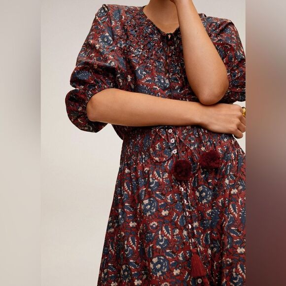 Mango Co-Ord Set Blouse and Skirt Floral Viscose New - Picture 4 of 9